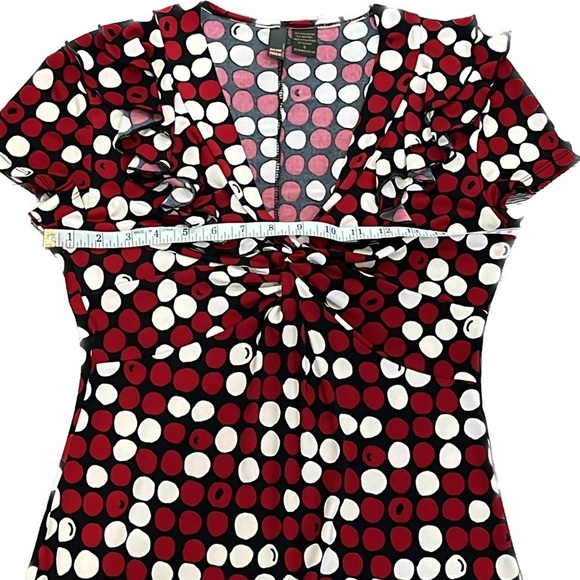 Sere Nade Red Black Dots Ruffle Flounce Short Sleeved Retro Pop Art Dress Sz S - Picture 7 of 12